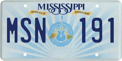 MS license plate MSN191