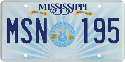 MS license plate MSN195