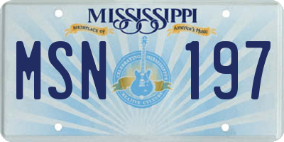 MS license plate MSN197