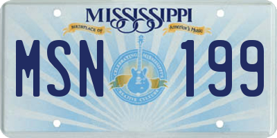 MS license plate MSN199