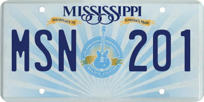 MS license plate MSN201