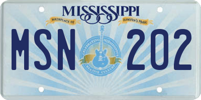 MS license plate MSN202