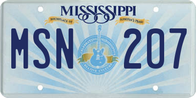 MS license plate MSN207
