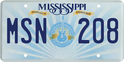 MS license plate MSN208