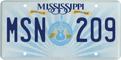 MS license plate MSN209