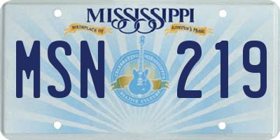 MS license plate MSN219