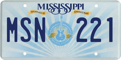 MS license plate MSN221