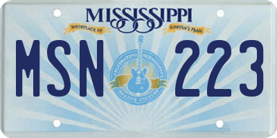 MS license plate MSN223