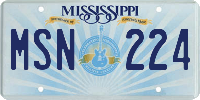 MS license plate MSN224