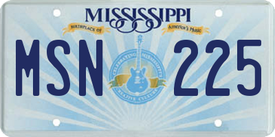 MS license plate MSN225