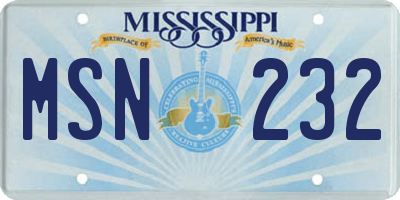 MS license plate MSN232