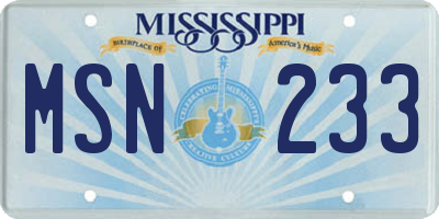 MS license plate MSN233