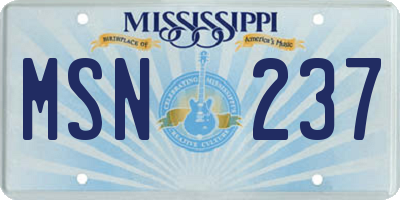 MS license plate MSN237