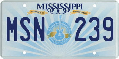 MS license plate MSN239