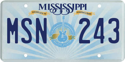 MS license plate MSN243