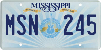 MS license plate MSN245