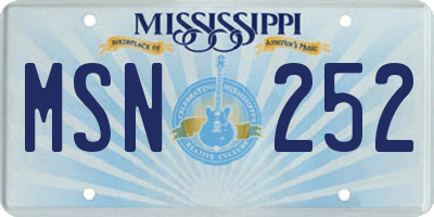 MS license plate MSN252