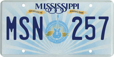 MS license plate MSN257