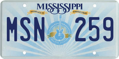 MS license plate MSN259