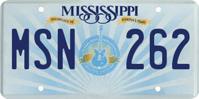 MS license plate MSN262