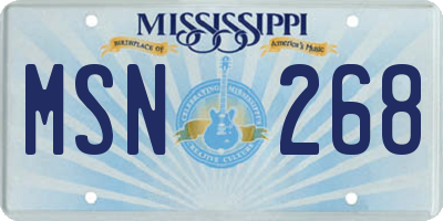 MS license plate MSN268