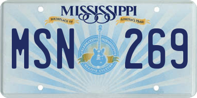 MS license plate MSN269