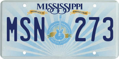 MS license plate MSN273