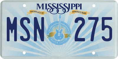 MS license plate MSN275