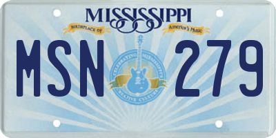 MS license plate MSN279