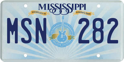 MS license plate MSN282