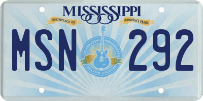 MS license plate MSN292