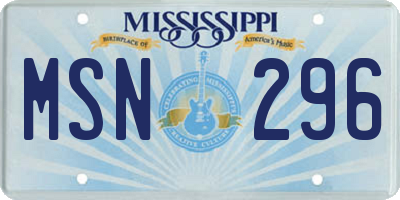 MS license plate MSN296