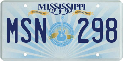 MS license plate MSN298