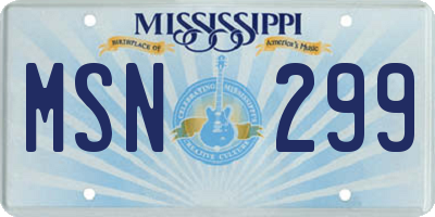 MS license plate MSN299