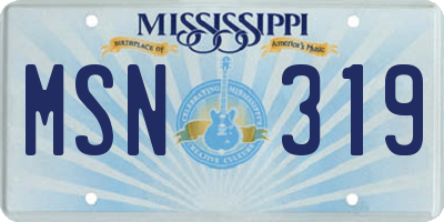 MS license plate MSN319