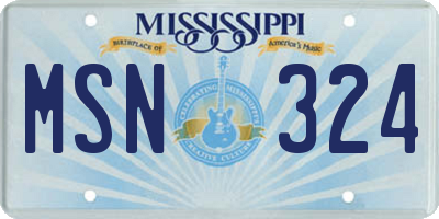 MS license plate MSN324