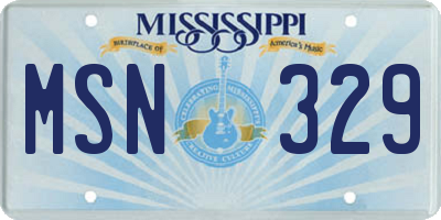 MS license plate MSN329