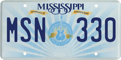 MS license plate MSN330