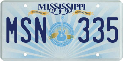 MS license plate MSN335