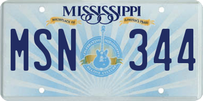 MS license plate MSN344