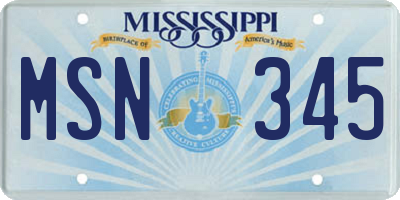 MS license plate MSN345
