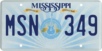MS license plate MSN349