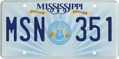 MS license plate MSN351