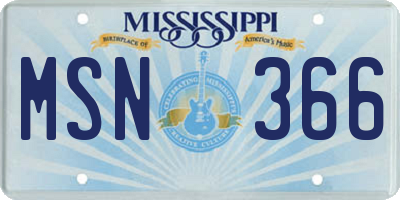 MS license plate MSN366