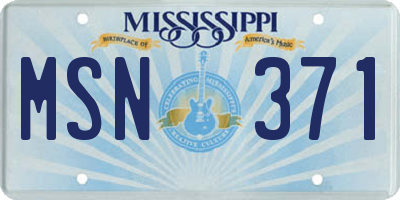 MS license plate MSN371