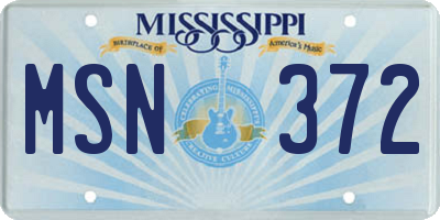 MS license plate MSN372