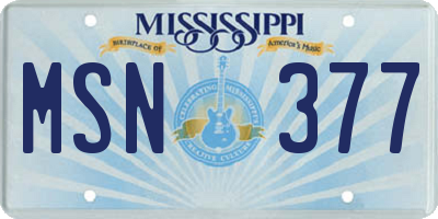 MS license plate MSN377