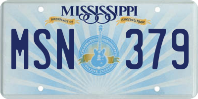 MS license plate MSN379