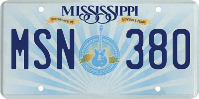 MS license plate MSN380