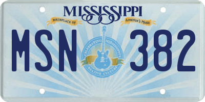 MS license plate MSN382